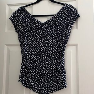 Cute work top! WHBM polka dot top, double v-neck